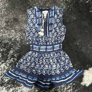 Blue ALICIA BELL dress with metallic stitching. Size 6